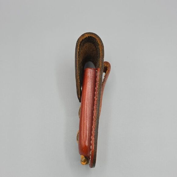 Harley-Davidson Brown and Orange Leather Bag with Cross-Stitch Design - Picture 6 of 17